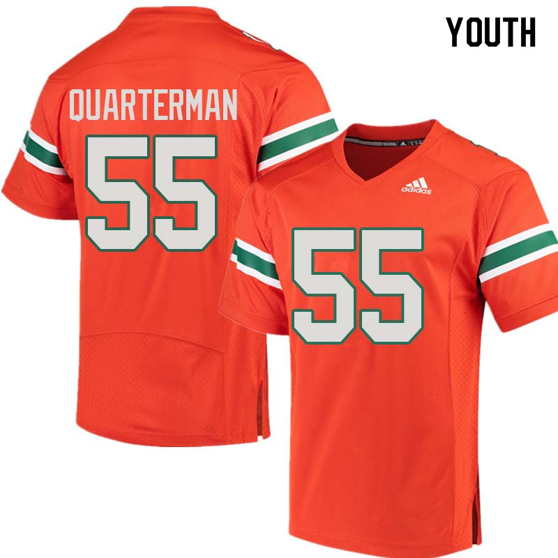 Youth Miami Hurricanes #55 Shaquille Quarterman College Football Jerseys Sale-Orange - Click Image to Close